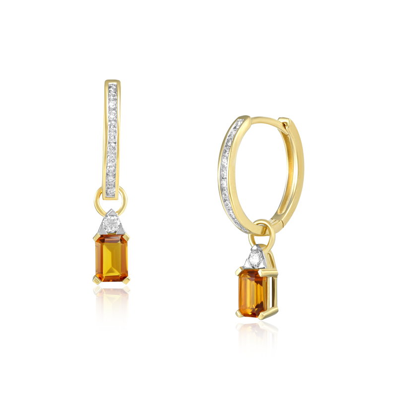 Cercei Aur 18k Diamante, Citrine DERUVO