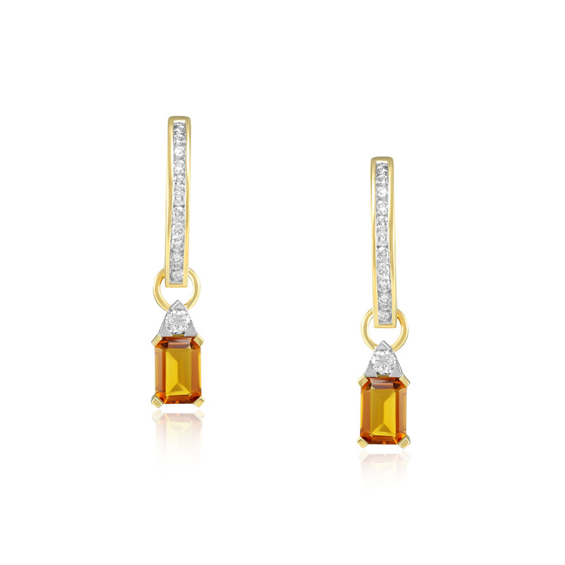 Cercei Aur 18k Diamante, Citrine DERUVO