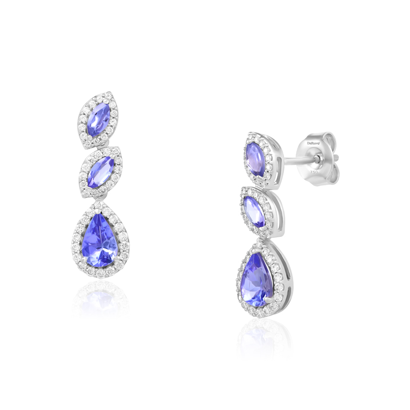 Cercei Aur 18k Diamante, Tanzanit DERUVO