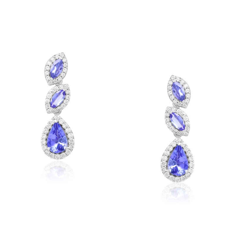 Cercei Aur 18k Diamante, Tanzanit DERUVO