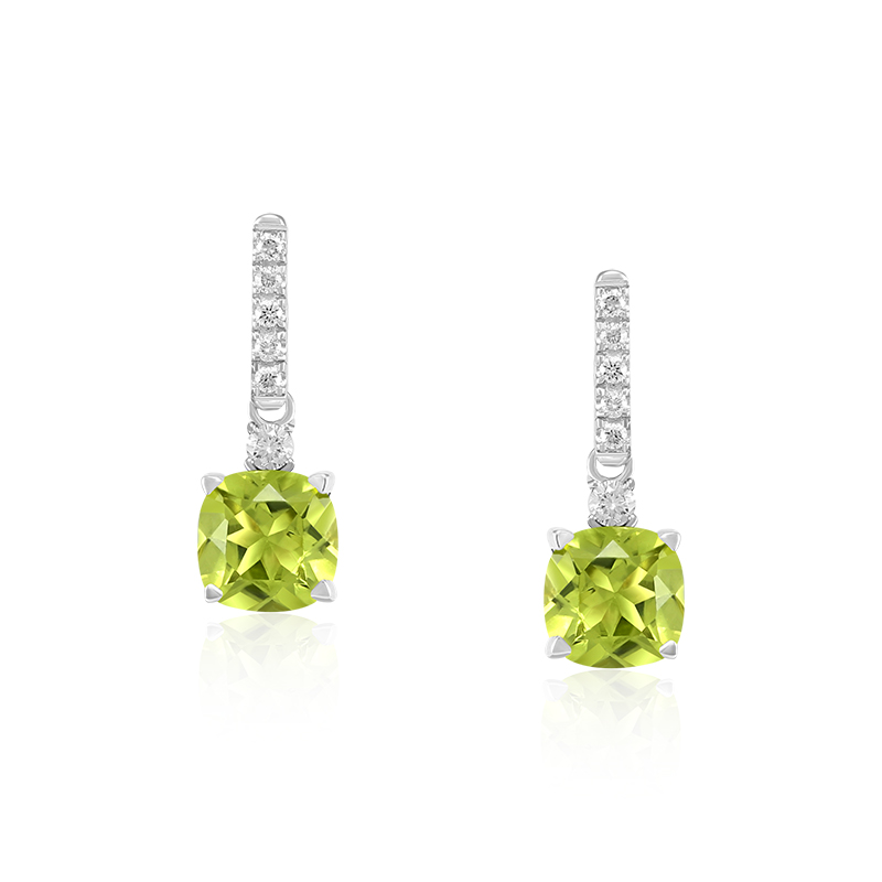 Cercei Aur 18k Diamante, Peridot DERUVO