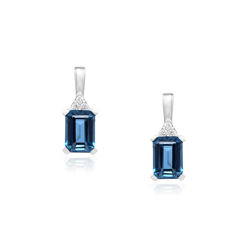 Cercei Aur 18k Diamante, London Blue Topaz DERUVO