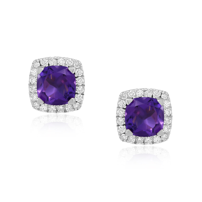 Cercei Aur 18k Diamante, Ametiste DERUVO Cercei Aur 18k Diamante, Ametiste DERUVO