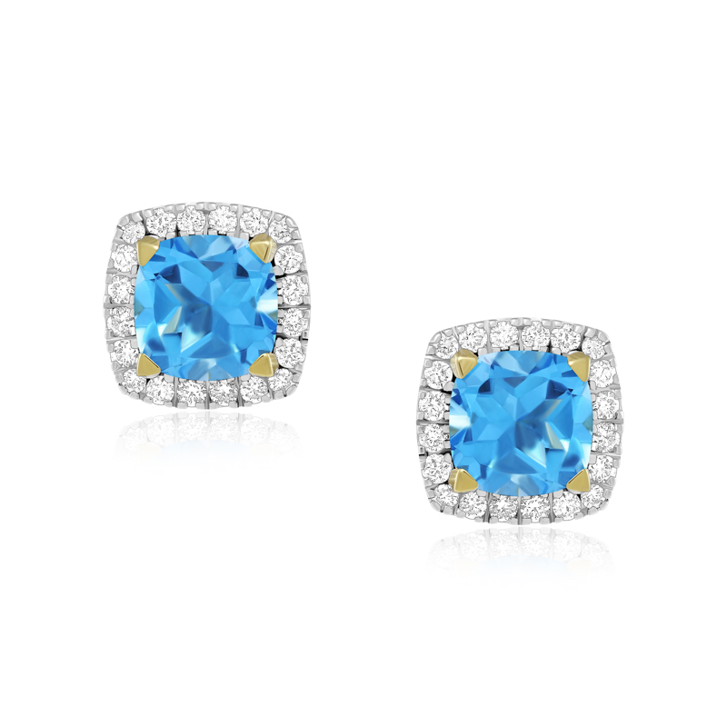 Cercei Aur 18k Diamante, Topaz Albastru DERUVO Cercei Aur 18k Diamante, Topaz Albastru DERUVO