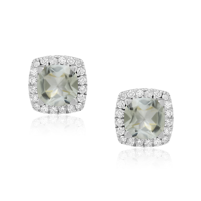 Cercei Aur 18k Diamante, Ametiste Verzi DERUVO Cercei Aur 18k Diamante, Ametiste Verzi DERUVO