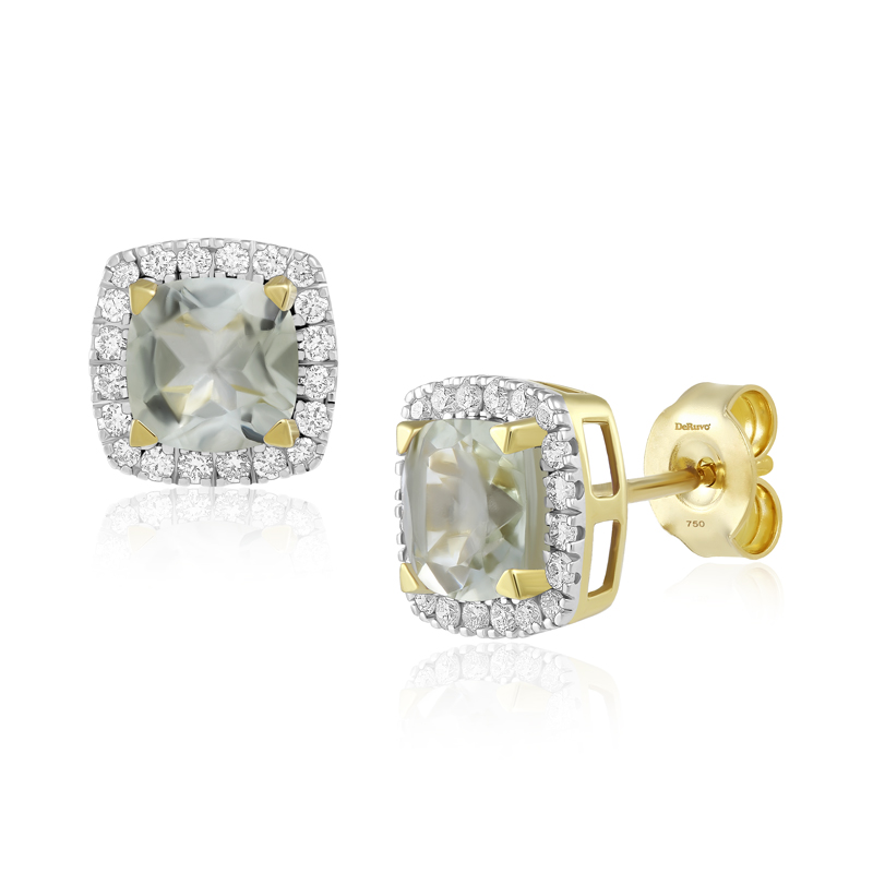 Cercei Aur 18k Diamante, Ametiste Verzi DERUVO Cercei Aur 18k Diamante, Ametiste Verzi DERUVO