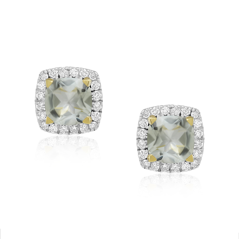Cercei Aur 18k Diamante, Ametiste Verzi DERUVO Cercei Aur 18k Diamante, Ametiste Verzi DERUVO