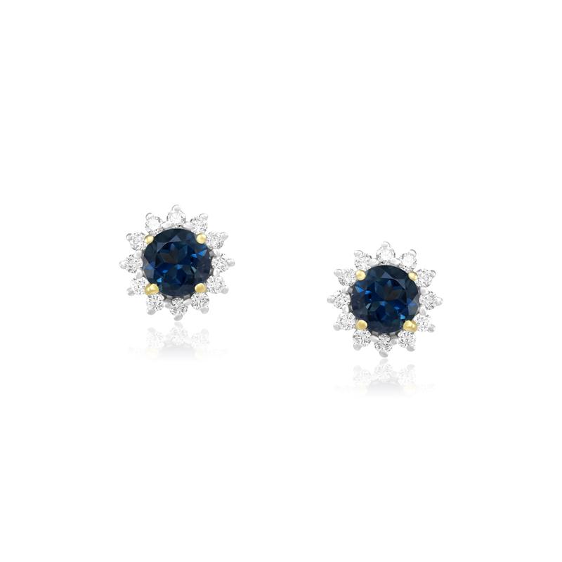 Cercei Aur 18k Diamante, London Blue Topaz DERUVO