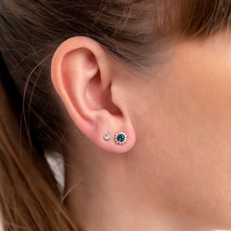 Cercei Aur 18k Diamante, London Blue Topaz DERUVO