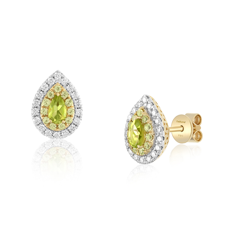 Cercei Aur 18k Diamante, Peridot DERUVO