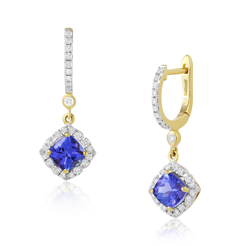 Cercei Aur 18k Diamante, Tanzanit DERUVO Cercei Aur 18k Diamante, Tanzanit DERUVO