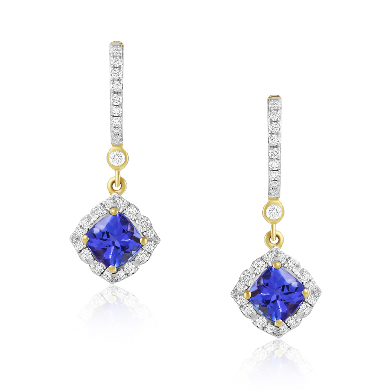 Cercei Aur 18k Diamante, Tanzanit DERUVO Cercei Aur 18k Diamante, Tanzanit DERUVO