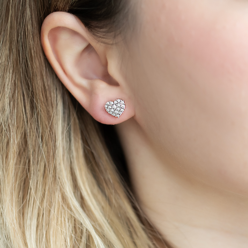 Cercei Inima Aur 18k Diamante BLANCO'S