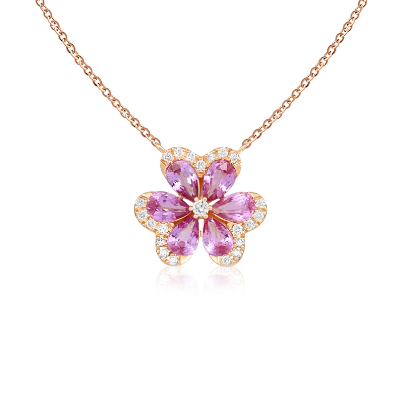 Colier Aur 18k Diamante, Safire Roz DERUVO