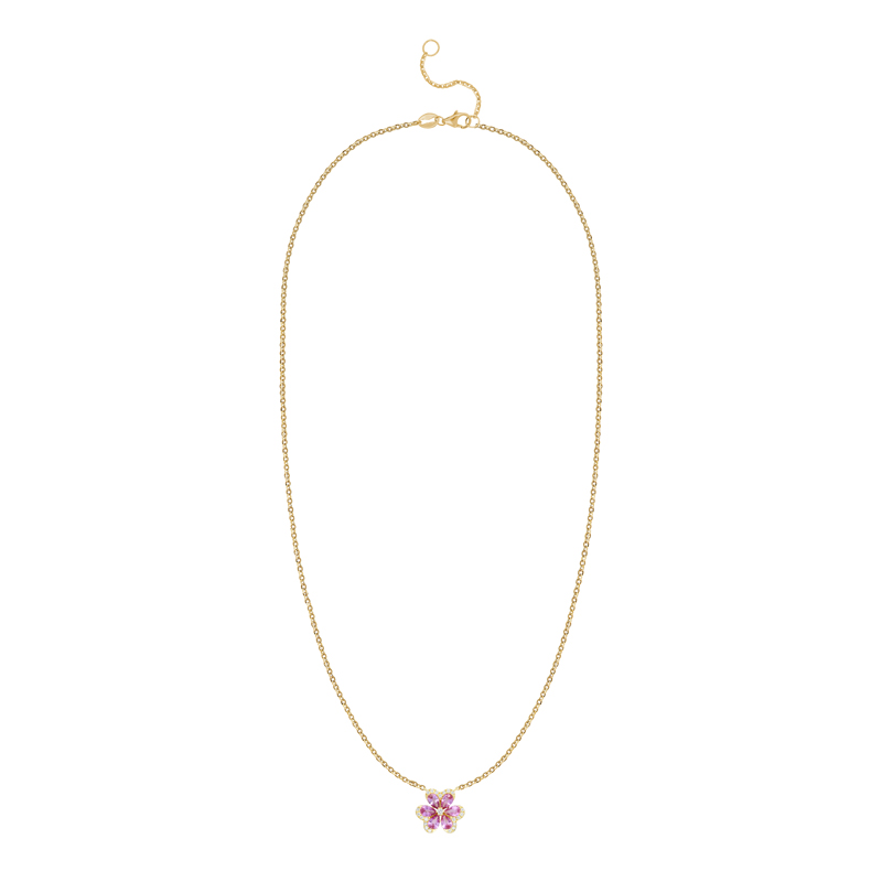 Colier Aur 18k Diamante, Safire Roz DERUVO