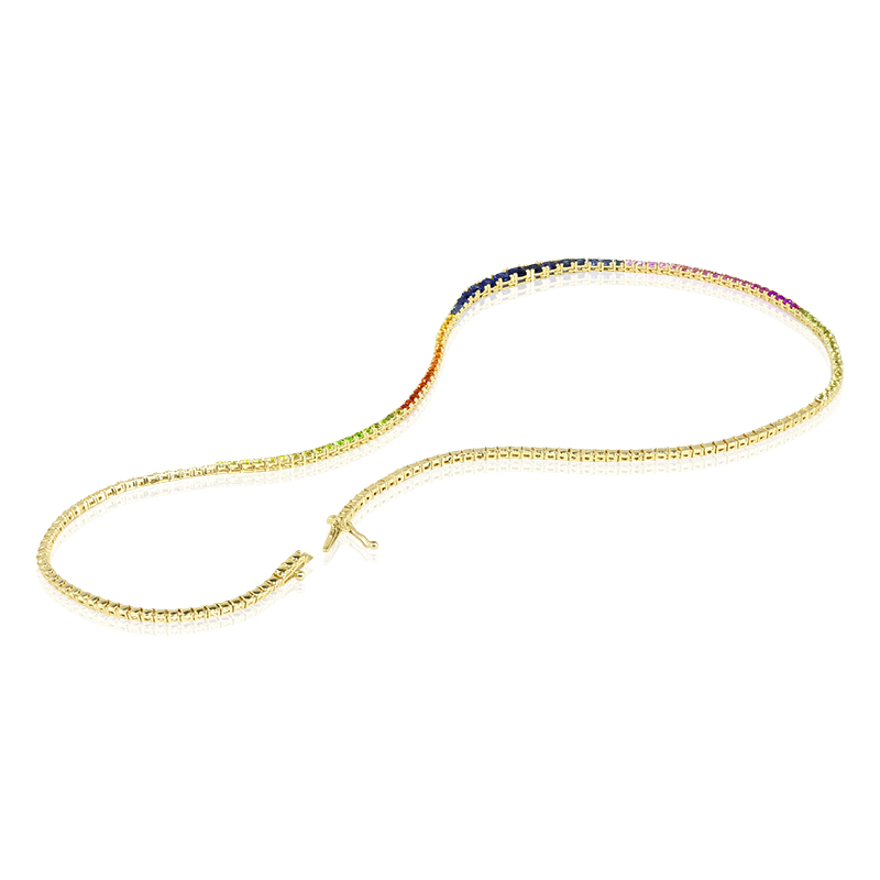 Colier Tennis Aur 18k Safire Multicolore, Rubine DERUVO