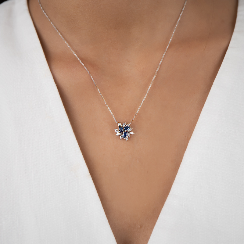 Colier Aur 18k Diamante, Safire DERUVO