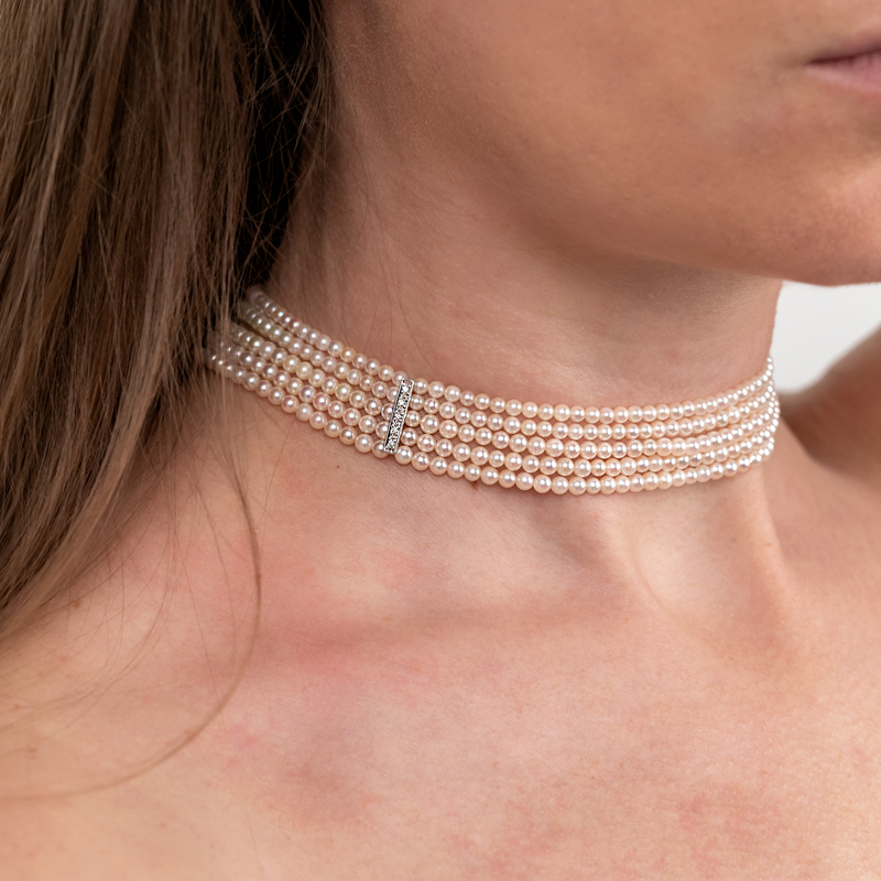 Colier Aur 18k Perla AKOYA, Diamante PASSIONE PERLA 