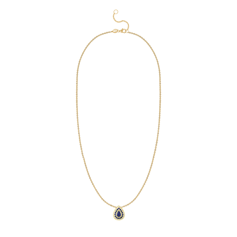 Pandantiv cu Lant Aur 18k Diamante, Safire DERUVO
