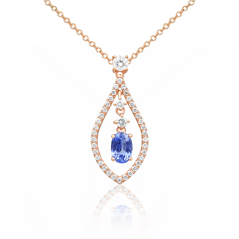 Pandantiv Aur 18k Diamante, Light Blue Safir DERUVO