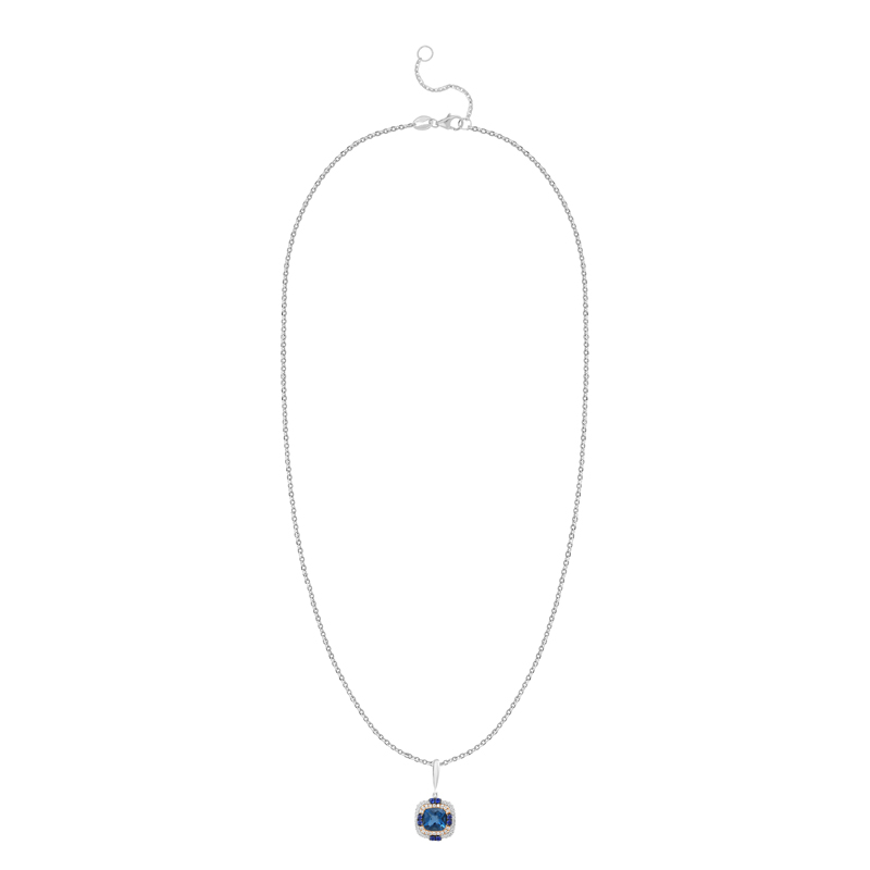 Pandantiv cu Lant Aur 18k Diamante, Safire, London Blue Topaz DERUVO