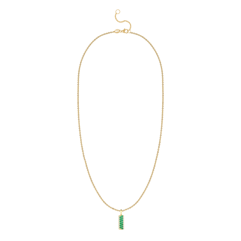 Pandantiv cu Lant Aur 18k Diamante, Smaralde DERUVO