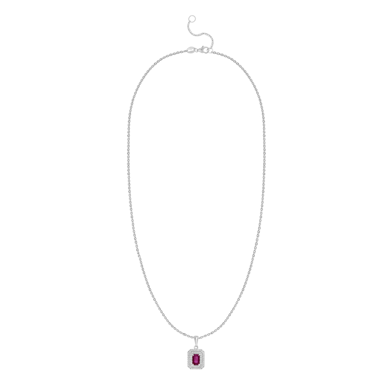 Pandantiv cu Lant Aur 18k Diamante, Rubin DERUVO Pandantiv cu Lant Aur 18k Diamante, Rubin DERUVO