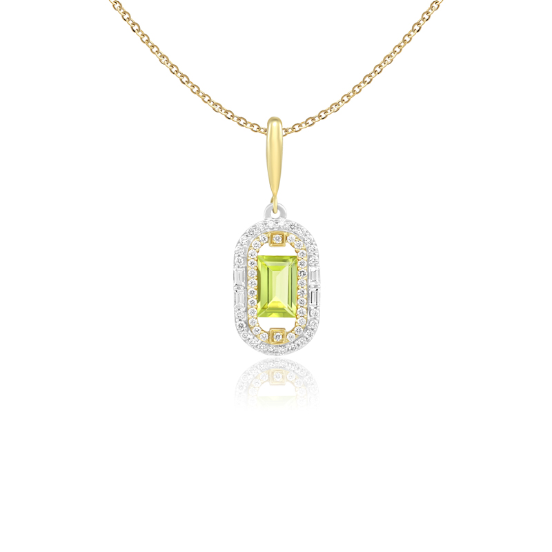 Pandantiv cu Lant Aur 18k Diamante, Peridot DERUVO