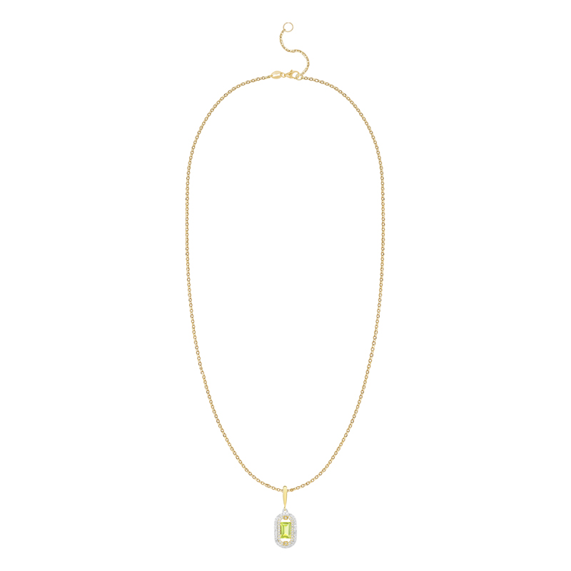 Pandantiv cu Lant Aur 18k Diamante, Peridot DERUVO