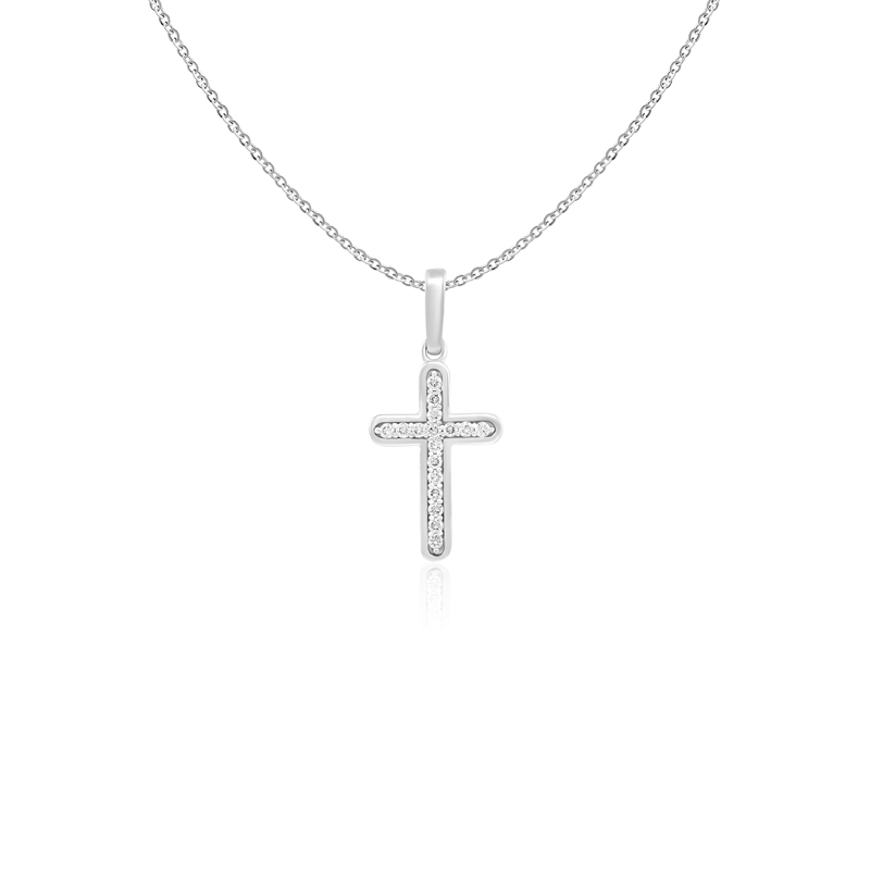 Pandantiv Cruce cu Lant Aur 18k Diamante BLANCO'S 