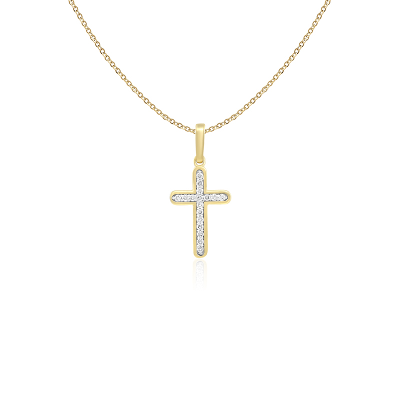 Pandantiv Cruce cu Lant Aur 18k Diamante BLANCO'S