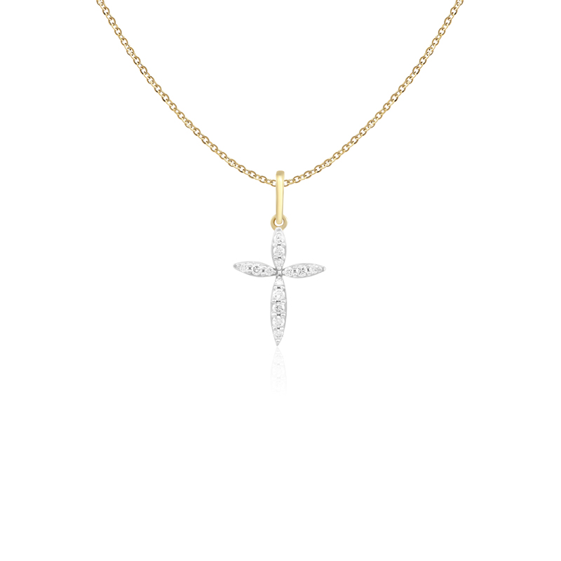 Pandantiv Cruce cu Lant Aur 18k Diamante BLANCO'S