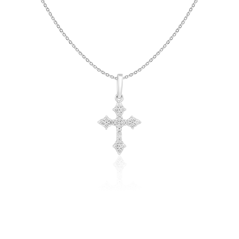 Pandantiv Cruce cu Lant Aur 18k Diamante BLANCO'S