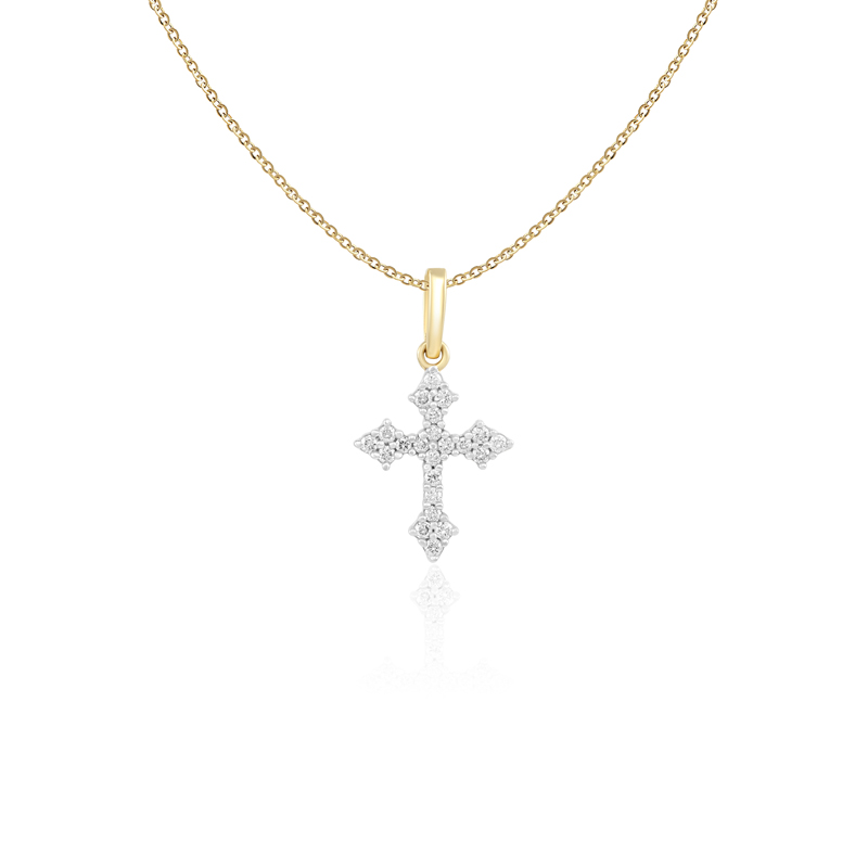 Pandantiv Cruce cu Lant Aur 18k Diamante BLANCO'S