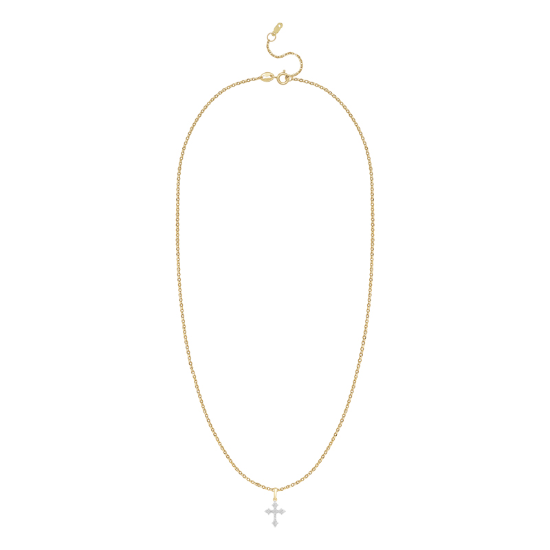 Pandantiv Cruce cu Lant Aur 18k Diamante BLANCO'S