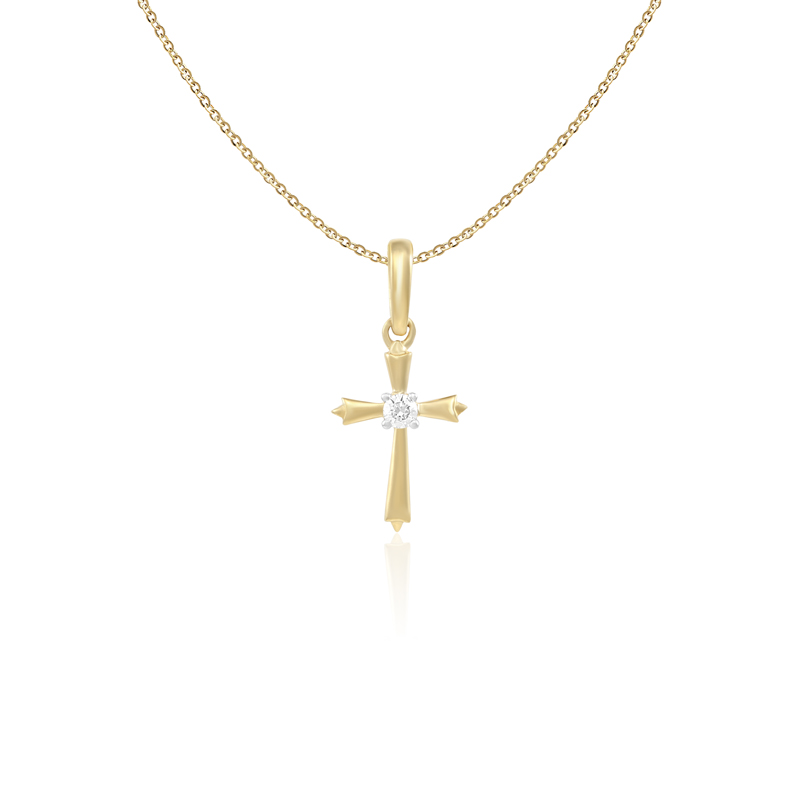 Pandantiv Cruce cu Lant Aur 18k Diamante BLANCO'S