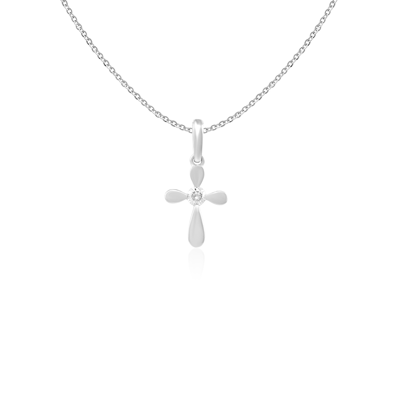 Pandantiv Cruce cu Lant Aur 18k Diamante BLANCO'S