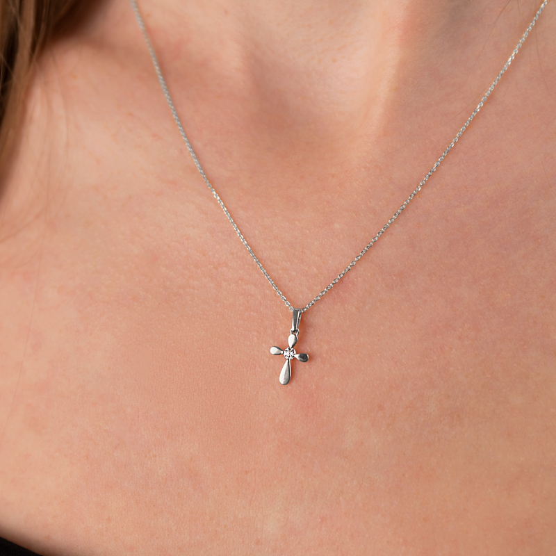 Pandantiv Cruce cu Lant Aur 18k Diamante BLANCO'S