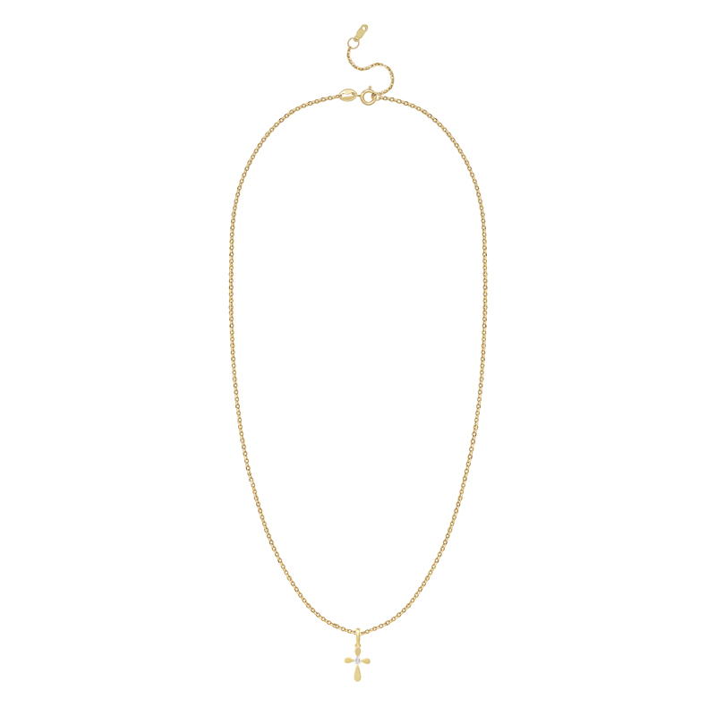 Pandantiv Cruce cu Lant Aur 18k Diamante BLANCO'S