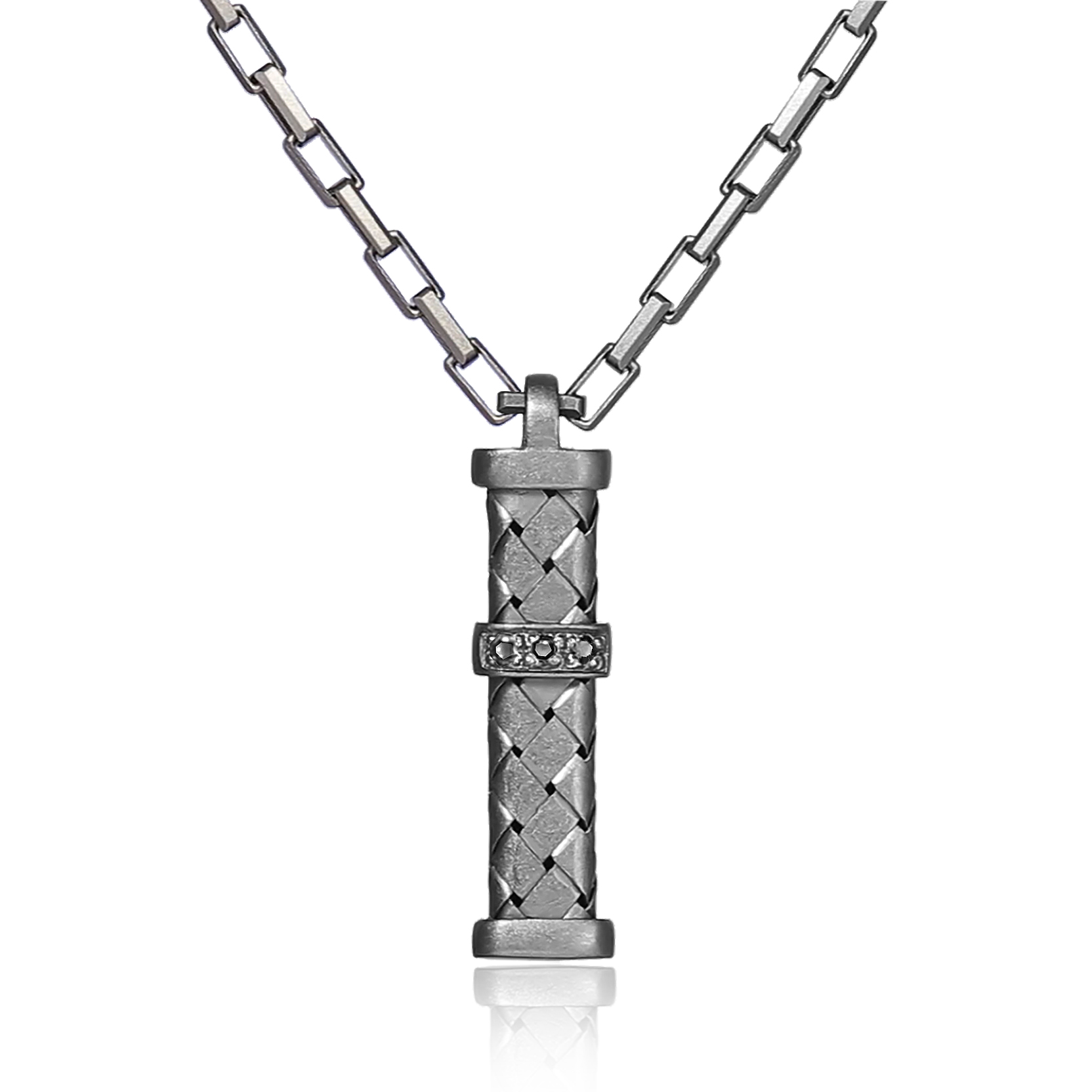Pandantiv cu Lant Argint 925 Diamante Negre LEO MARCUS