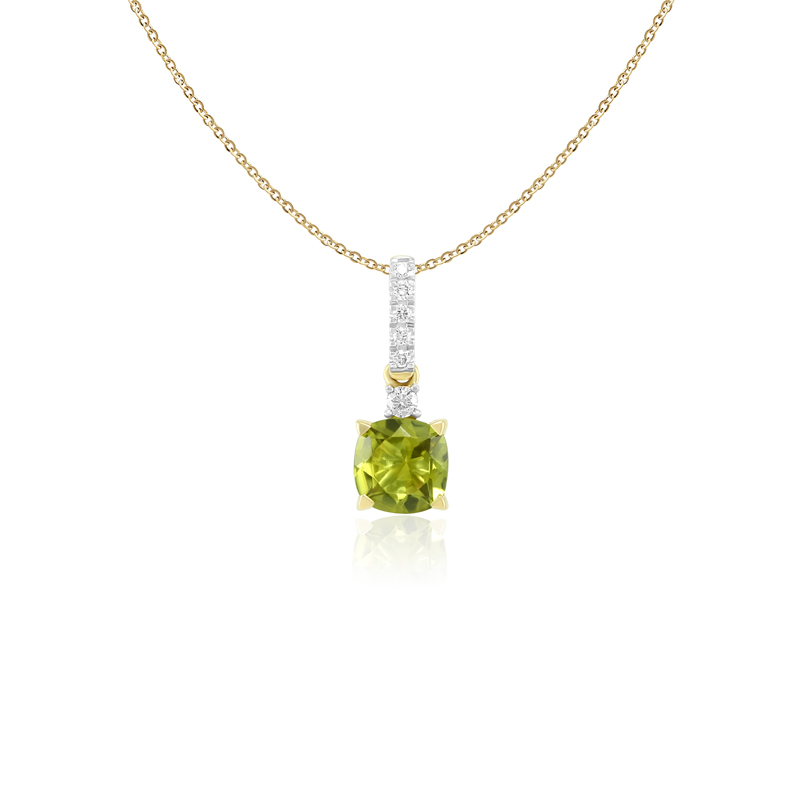 Pandantiv cu Lant Aur 18k Diamante, Peridot DERUVO