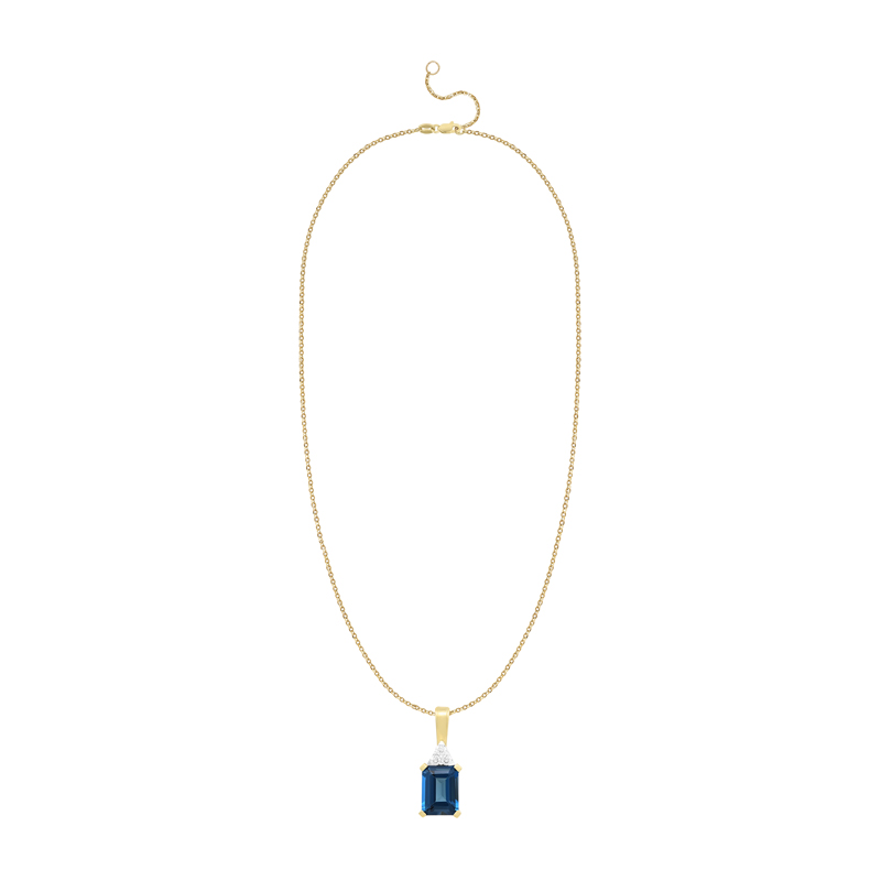 Pandantiv cu Lant Aur 18k Diamante, London Blue Topaz DERUVO