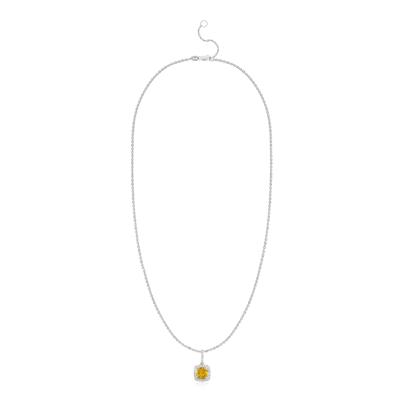 Pandantiv cu Lant Aur 18k Diamante, Citrin DERUVO Pandantiv cu Lant Aur 18k Diamante, Citrin DERUVO