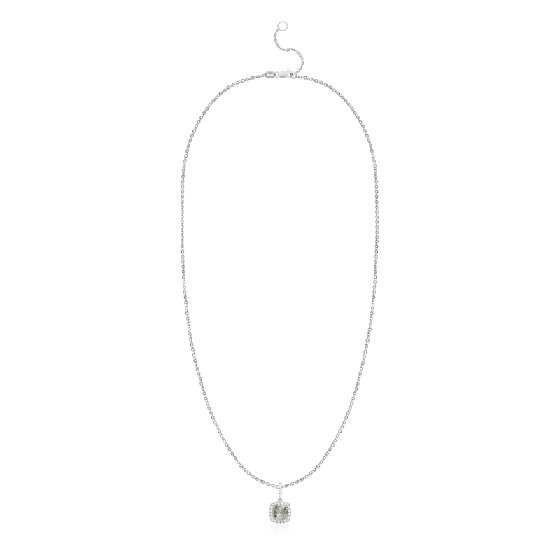 Pandantiv cu Lant Aur 18k Diamante, Ametist Verde DERUVO Pandantiv cu Lant Aur 18k Diamante, Ametist Verde DERUVO