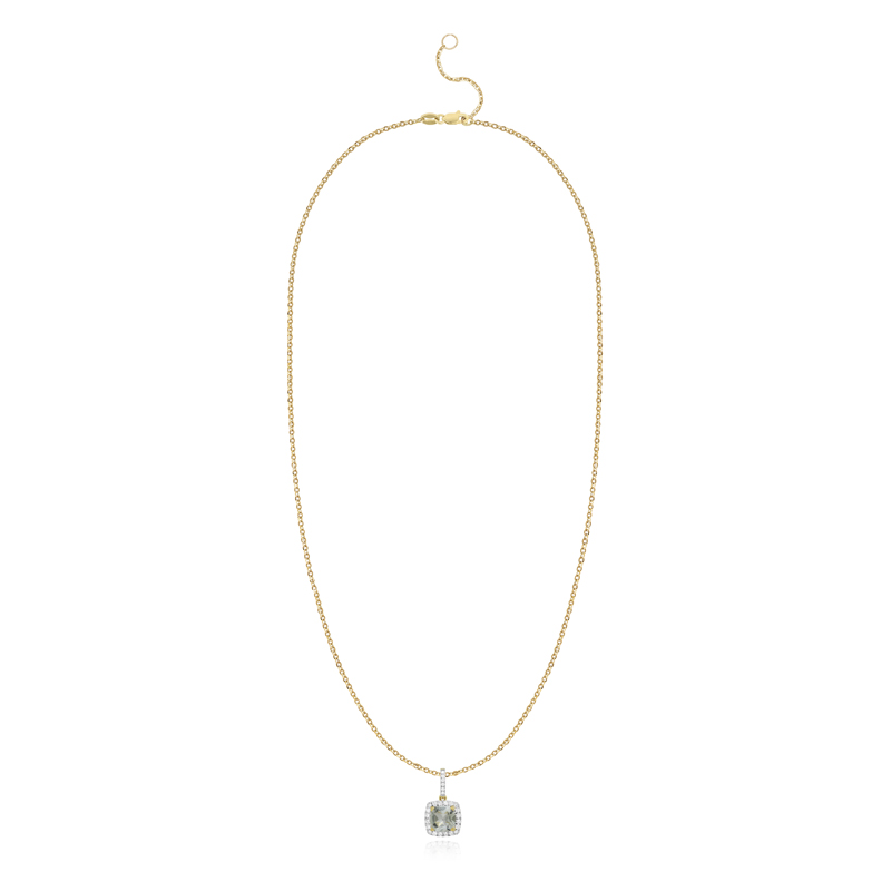 Pandantiv cu Lant Aur 18k Diamante, Ametist Verde DERUVO Pandantiv cu Lant Aur 18k Diamante, Ametist Verde DERUVO