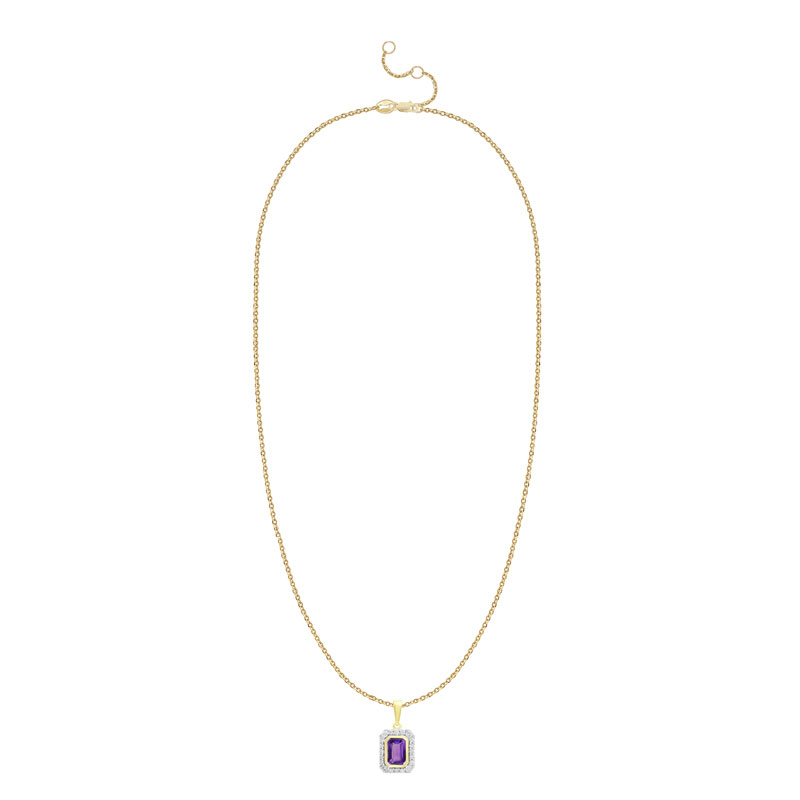 Pandantiv cu Lant Aur 18k Diamante, Ametist DERUVO