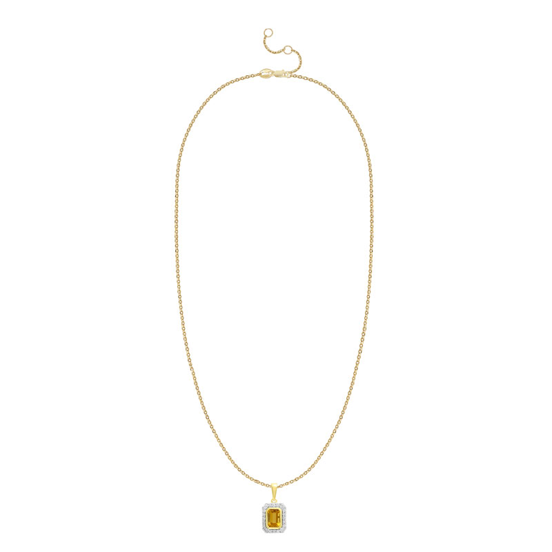 Pandantiv cu Lant Aur 18k Diamante, Citrin DERUVO