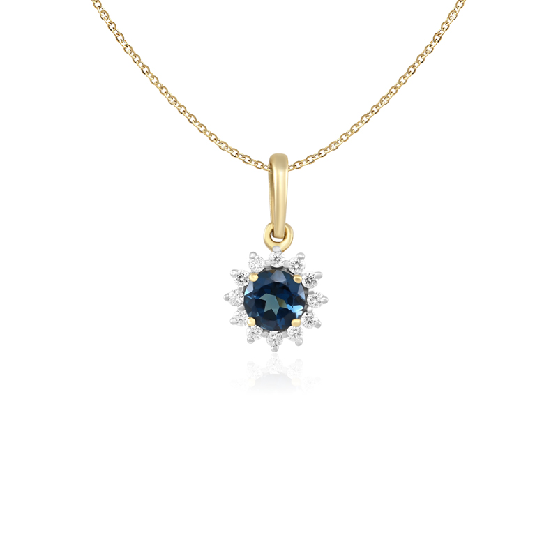Pandantiv Aur 18k Diamante, London Blue Topaz DERUVO