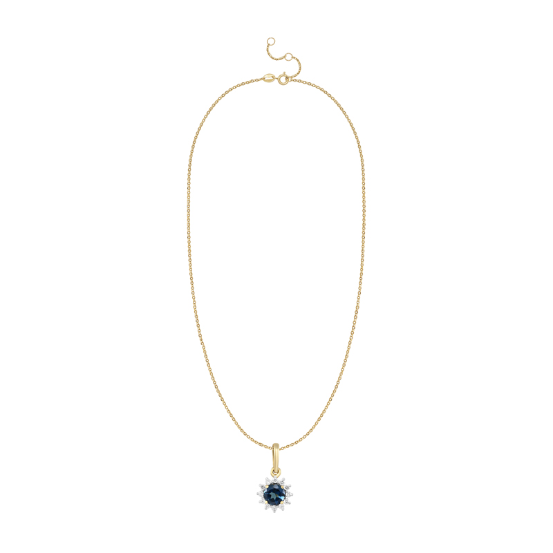 Pandantiv Aur 18k Diamante, London Blue Topaz DERUVO
