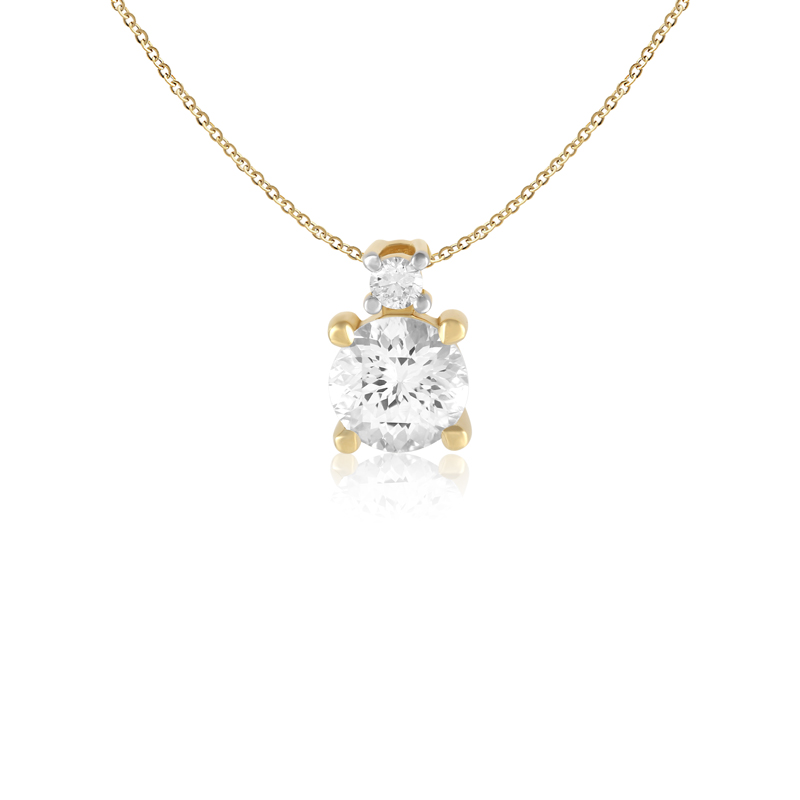 Pandantiv cu Lant Aur 18k Diamant, Safir Alb DERUVO